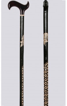 Baston Çeşitleri Osmanlı Motif İşlemeli Oyma Ortopedik Baston Modeli OYM06